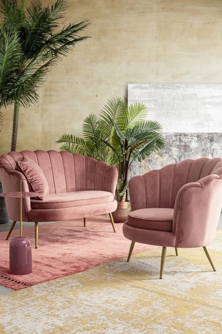 Bizzotto Poltrone E Chaise Longue>POLTRONA IN VELLUTO ROSA ANTICO - GILIOLA