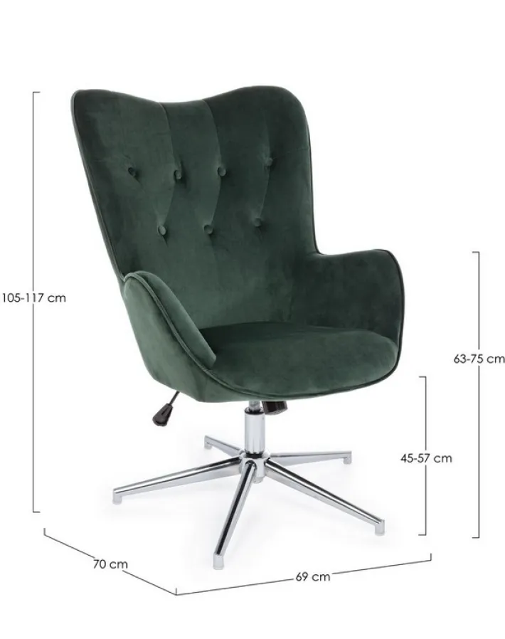 Bizzotto Poltrone E Chaise Longue>POLTRONA IN VELLUTO VERDE - FARIDA