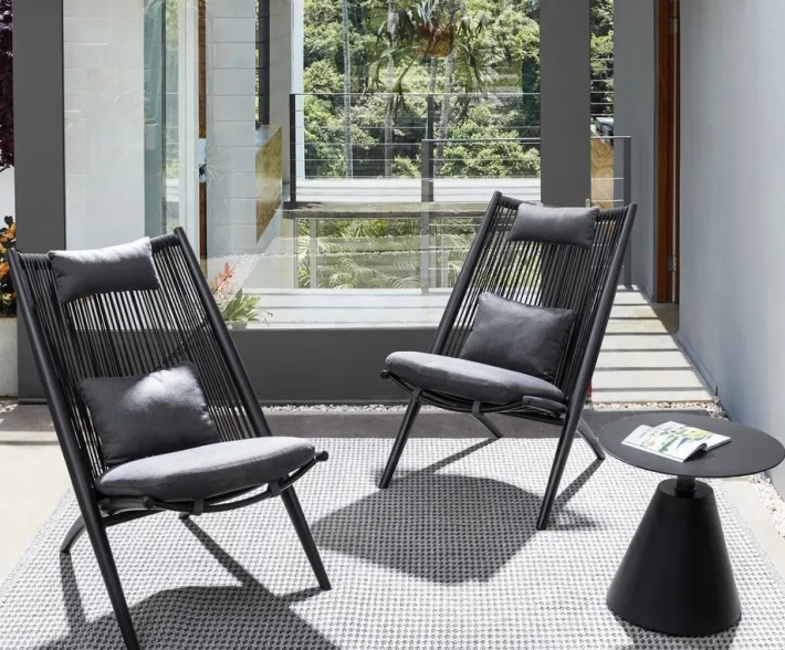 Bizzotto Poltrone>POLTRONA LOUNGE IN CORDA PER ESTERNO NERO XK0Y - ALOHA NEW