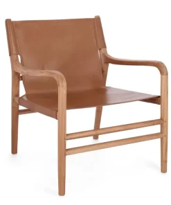 Bizzotto Poltrone E Chaise Longue>POLTRONA LOUNGE IN PELLE COGNAC - CAROLINE