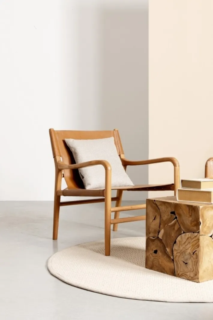 Bizzotto Poltrone E Chaise Longue>POLTRONA LOUNGE IN PELLE COGNAC - CAROLINE