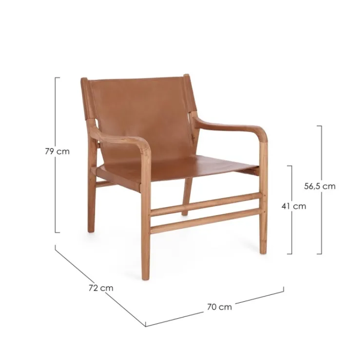 Bizzotto Poltrone E Chaise Longue>POLTRONA LOUNGE IN PELLE COGNAC - CAROLINE