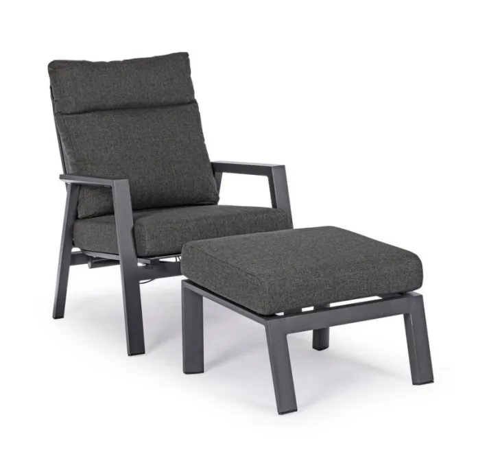 Bizzotto Poltrone>POLTRONA RECLINABILE IN ALLUMINIO ANTRACITE JX55 - KLEDI