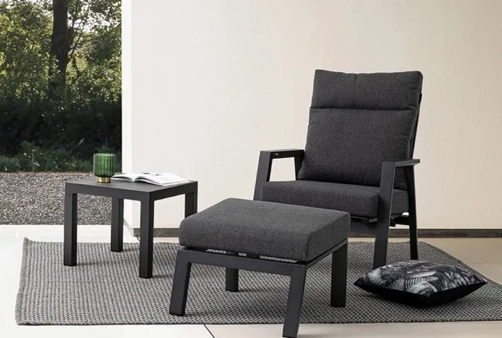 Bizzotto Poltrone>POLTRONA RECLINABILE IN ALLUMINIO ANTRACITE JX55 - KLEDI