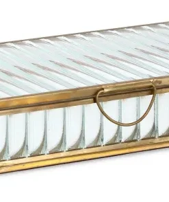 Bizzotto Oggettistica>PORTAGIOIE TEHRI RIGHE TRASP ORO 25X12,5