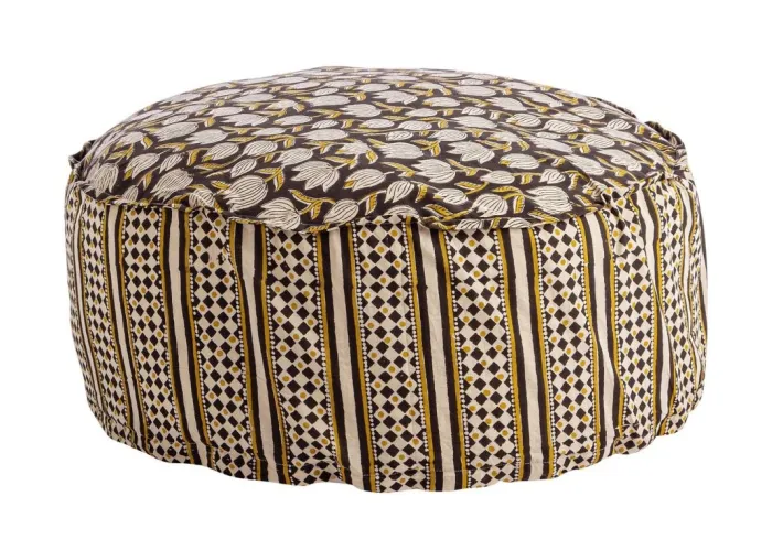 Bizzotto Pouf>POUF CALAIS NERO C-TULIPANO-ROMBO D65X25