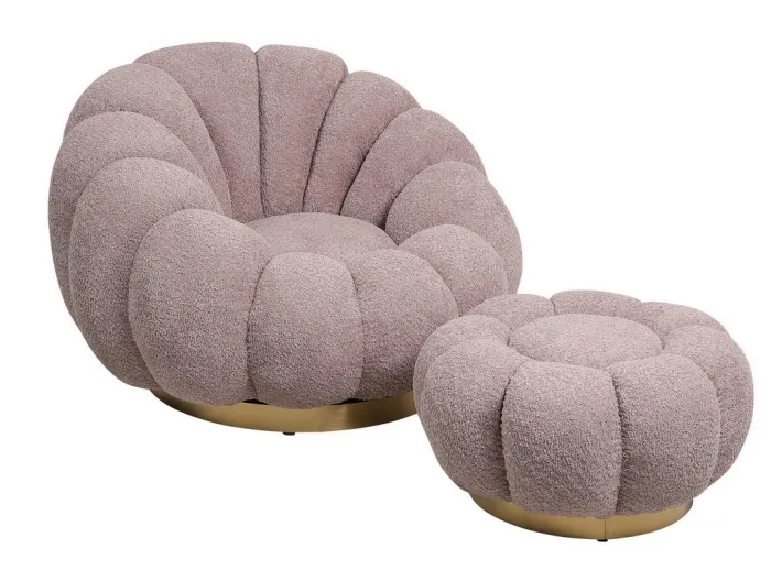 Bizzotto Pouf>POUF EFFETTO BOUCLE' ROSA ANTICO - FLOREL