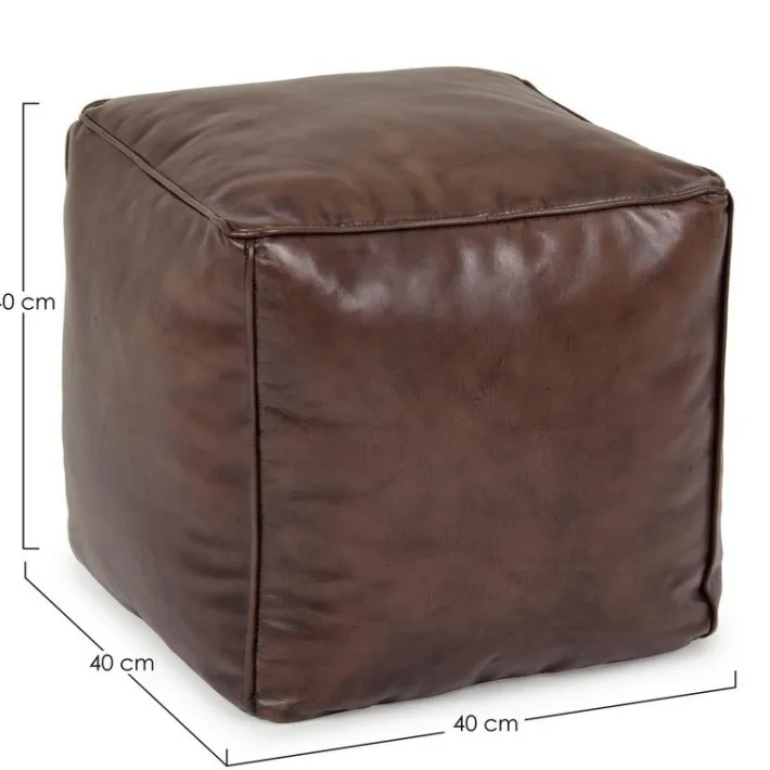 Bizzotto Pouf>POUF IN PELLE MARRONE - MENDEZ