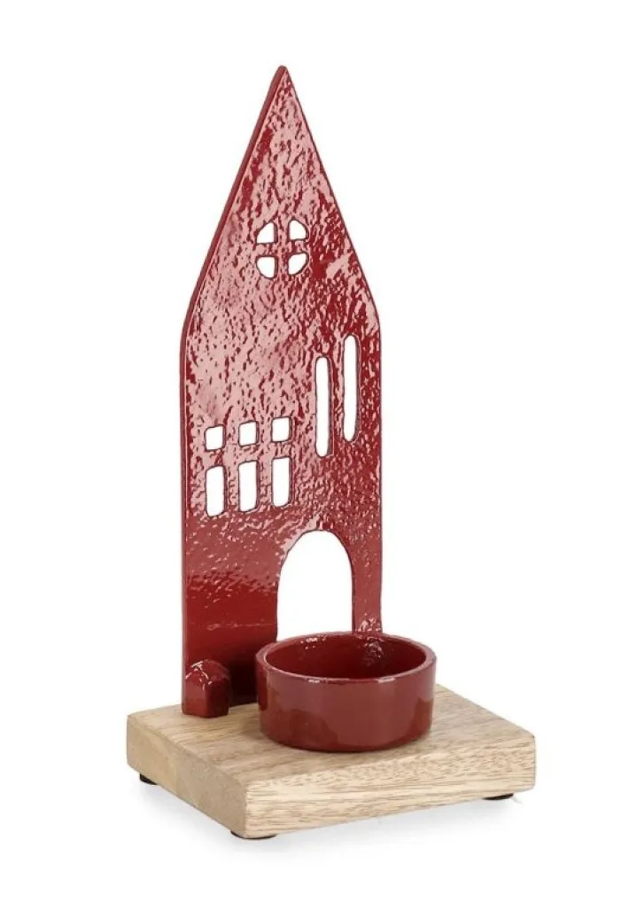 Bizzotto Vasi E Portacandele Natalizi>P.TEALIGHT 1P CORNWALL CASA ROSSO H19