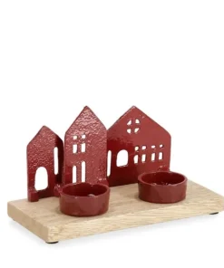 Bizzotto Vasi E Portacandele Natalizi>P.TEALIGHT 2P CORNWALL CASA ROSSO