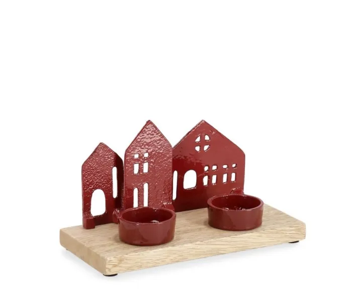 Bizzotto Vasi E Portacandele Natalizi>P.TEALIGHT 2P CORNWALL CASA ROSSO