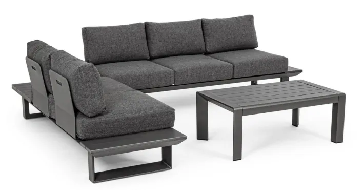 Bizzotto Salotti Completi>SALOTTO ANGOLARE IN ALLUMINIO ANTRACITE CX23 - KONNOR