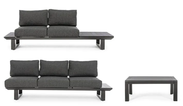 Bizzotto Salotti Completi>SALOTTO ANGOLARE IN ALLUMINIO ANTRACITE CX23 - KONNOR