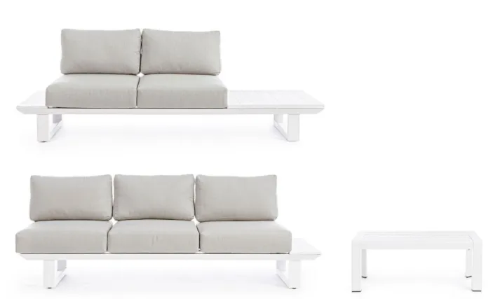 Bizzotto Salotti Completi>SALOTTO ANGOLARE IN ALLUMINIO BIANCO CX21 - KONNOR