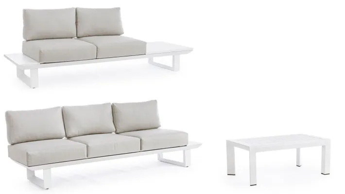 Bizzotto Salotti Completi>SALOTTO ANGOLARE IN ALLUMINIO BIANCO CX21 - KONNOR