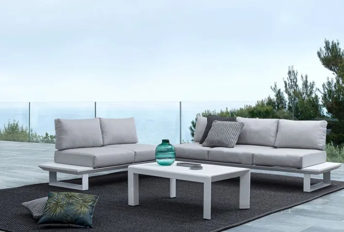 Bizzotto Salotti Completi>SALOTTO ANGOLARE IN ALLUMINIO BIANCO CX21 - KONNOR