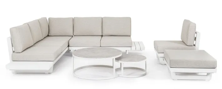 Bizzotto Salotti Completi>SALOTTO ANGOLARE IN ALLUMINIO BIANCO WG20 - INFINITY