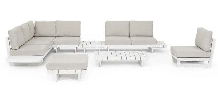Bizzotto Salotti Completi>SALOTTO ANGOLARE IN ALLUMINIO BIANCO WG20 - INFINITY
