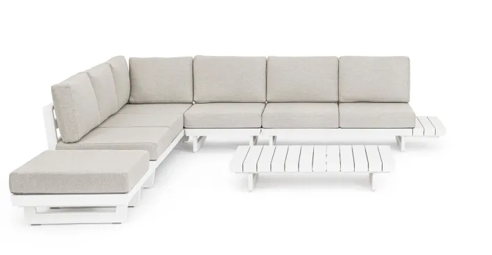 Bizzotto Salotti Completi>SALOTTO ANGOLARE IN ALLUMINIO BIANCO WG20 - INFINITY