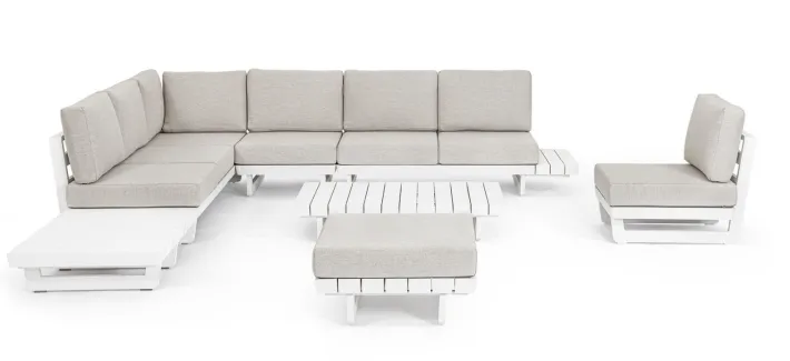 Bizzotto Salotti Completi>SALOTTO ANGOLARE IN ALLUMINIO BIANCO WG20 - INFINITY