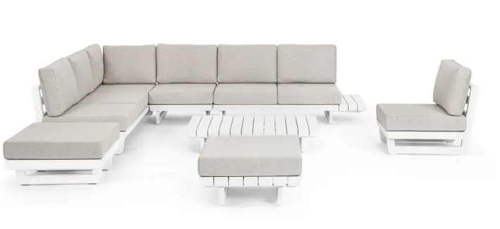 Bizzotto Salotti Completi>SALOTTO ANGOLARE IN ALLUMINIO BIANCO WG20 - INFINITY