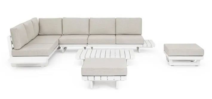 Bizzotto Salotti Completi>SALOTTO ANGOLARE IN ALLUMINIO BIANCO WG20 - INFINITY