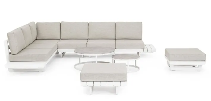 Bizzotto Salotti Completi>SALOTTO ANGOLARE IN ALLUMINIO BIANCO WG20 - INFINITY