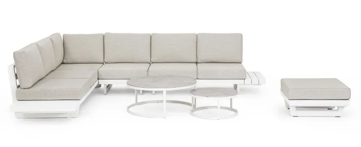 Bizzotto Salotti Completi>SALOTTO ANGOLARE IN ALLUMINIO BIANCO WG20 - INFINITY