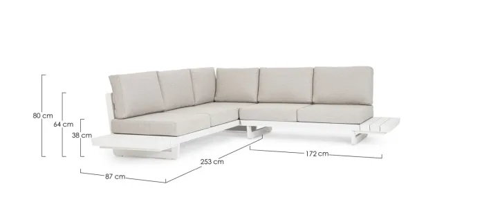 Bizzotto Salotti Completi>SALOTTO ANGOLARE IN ALLUMINIO BIANCO WG20 - INFINITY