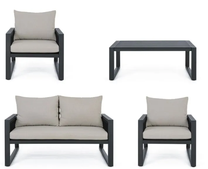 Bizzotto Salotti Completi>SALOTTO IN ALLUMINIO ANTRACITE LH32 - CAPTIVA