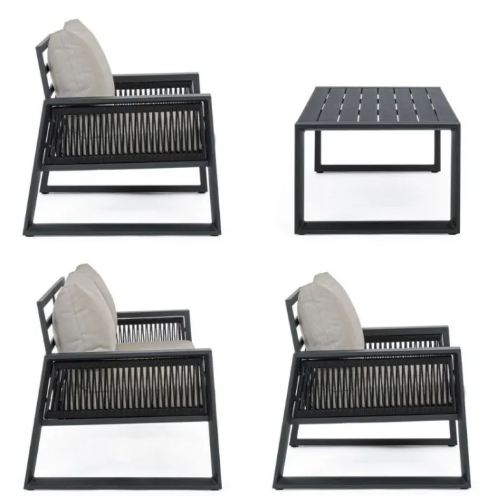 Bizzotto Salotti Completi>SALOTTO IN ALLUMINIO ANTRACITE LH32 - CAPTIVA