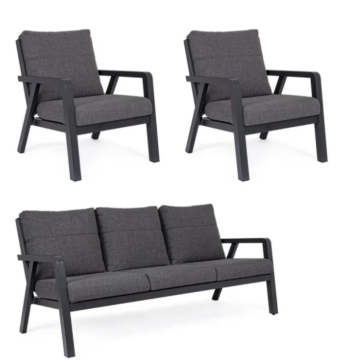 Bizzotto Salotti Completi>SALOTTO IN ALLUMINIO ANTRACITE JX55 - TRUMAN