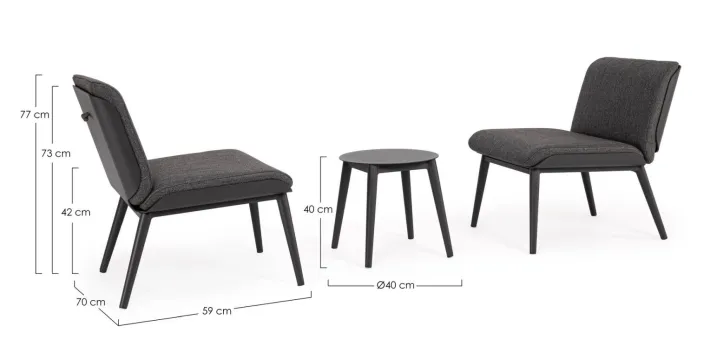Bizzotto Salotti Completi>SALOTTO IN ALLUMINIO ANTRACITE WG21 - ISABELA