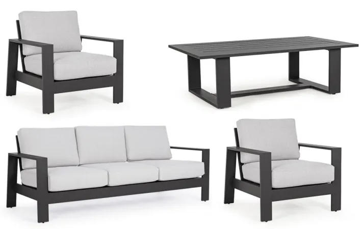 Bizzotto Salotti Completi>SALOTTO IN ALLUMINIO ANTRACITE YK13 - BALTIC