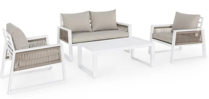 Bizzotto Salotti Completi>SALOTTO IN ALLUMINIO BIANCO LH30 - CAPTIVA