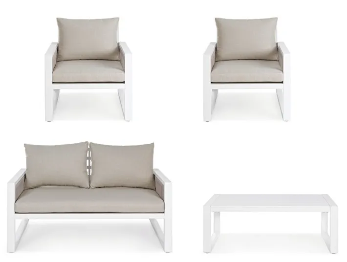 Bizzotto Salotti Completi>SALOTTO IN ALLUMINIO BIANCO LH30 - CAPTIVA