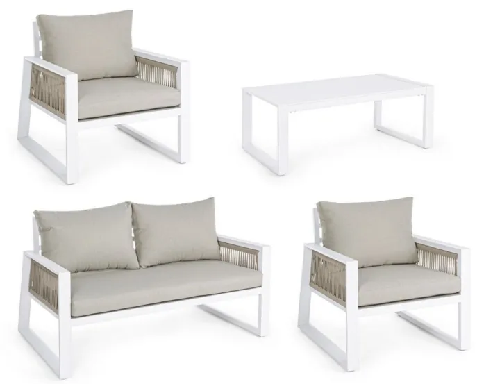 Bizzotto Salotti Completi>SALOTTO IN ALLUMINIO BIANCO LH30 - CAPTIVA