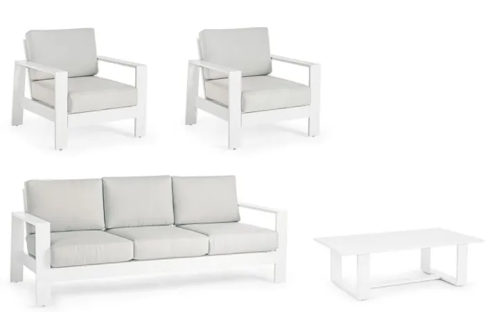 Bizzotto Salotti Completi>SALOTTO IN ALLUMINIO BIANCO YK11 - BALTIC