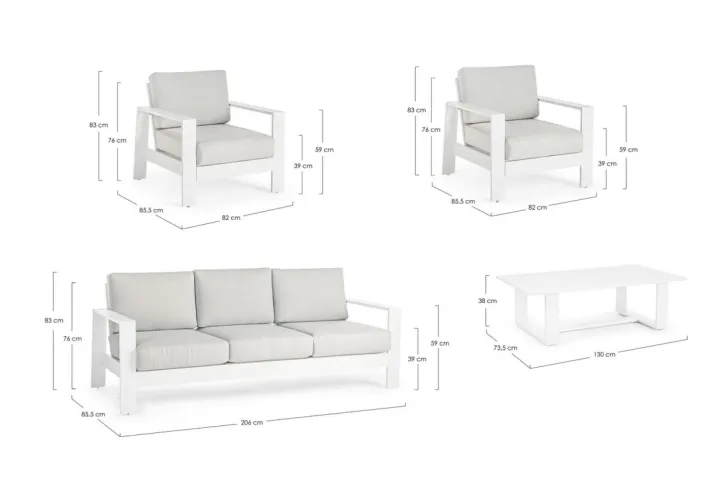 Bizzotto Salotti Completi>SALOTTO IN ALLUMINIO BIANCO YK11 - BALTIC