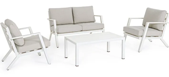 Bizzotto Salotti Completi>SALOTTO IN ALLUMINIO CON CUSCINI BIANCO YK11 - HARLEY