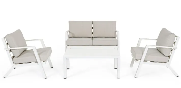 Bizzotto Salotti Completi>SALOTTO IN ALLUMINIO CON CUSCINI BIANCO YK11 - HARLEY