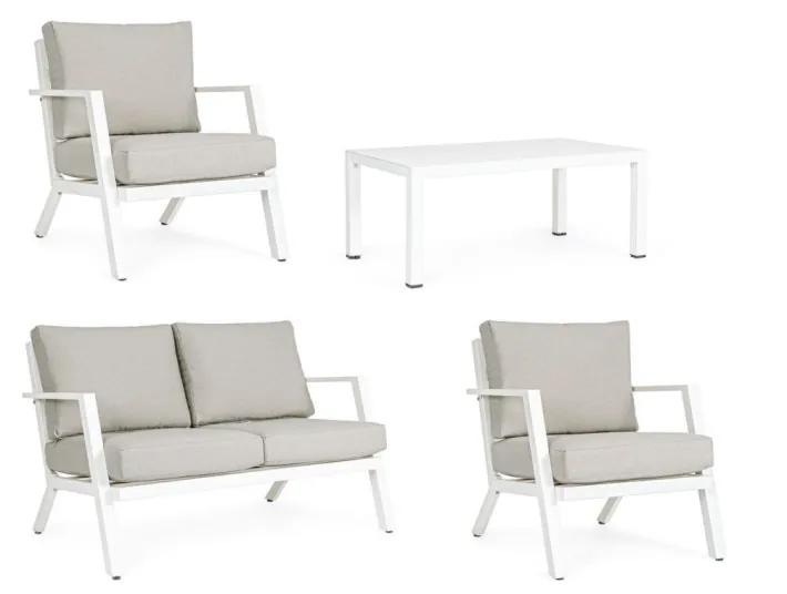 Bizzotto Salotti Completi>SALOTTO IN ALLUMINIO CON CUSCINI BIANCO YK11 - HARLEY