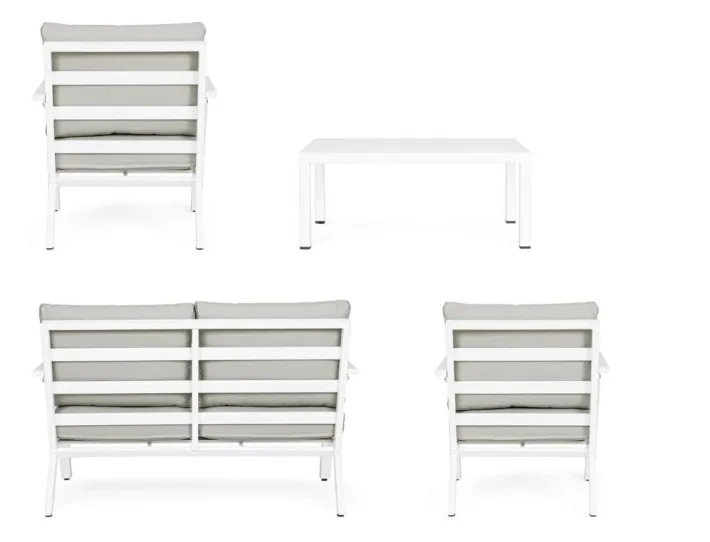 Bizzotto Salotti Completi>SALOTTO IN ALLUMINIO CON CUSCINI BIANCO YK11 - HARLEY