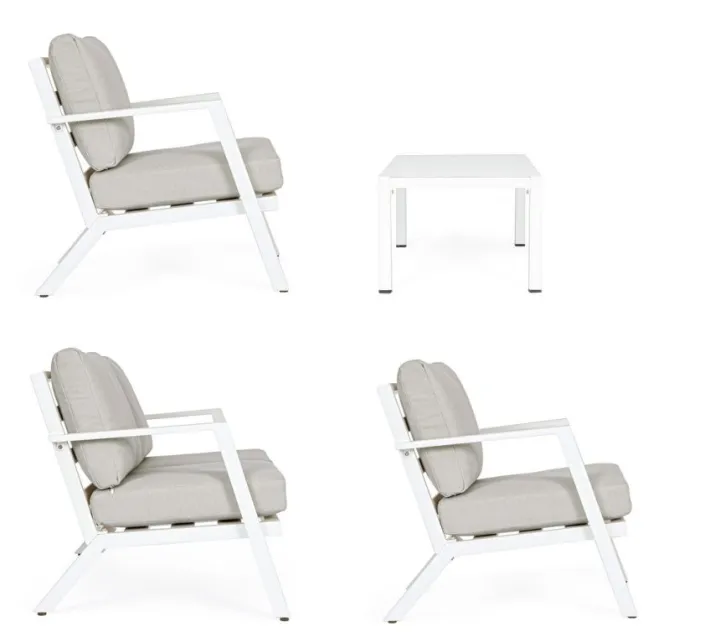 Bizzotto Salotti Completi>SALOTTO IN ALLUMINIO CON CUSCINI BIANCO YK11 - HARLEY