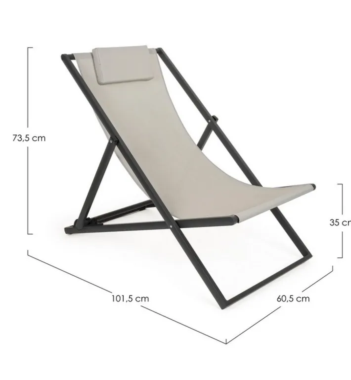 Bizzotto Lettini, Sdraio E Chaise Longue>SDRAIO IN ALLUMINIO GRIGIO SCURO - TAYLOR