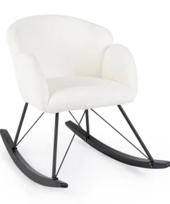 Bizzotto Poltrone E Chaise Longue>SEDIA A DONDOLO EFFETTO BOUCLE' BIANCA - SIBILLA