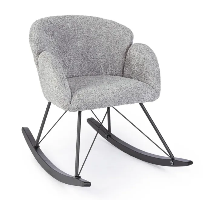 Bizzotto Poltrone E Chaise Longue>SEDIA A DONDOLO EFFETTO BOUCLE' GRIGIO CHIARO - SIBILLA