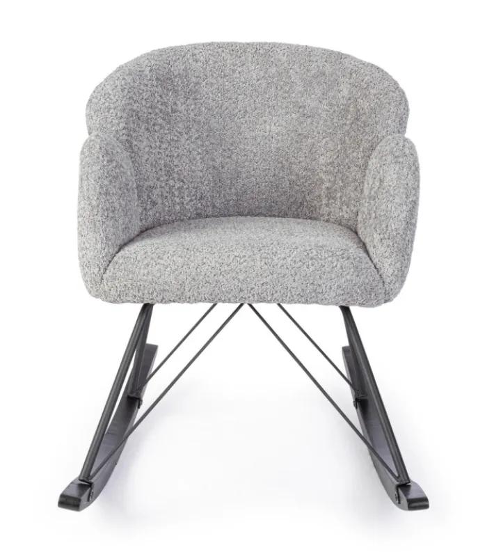 Bizzotto Poltrone E Chaise Longue>SEDIA A DONDOLO EFFETTO BOUCLE' GRIGIO CHIARO - SIBILLA