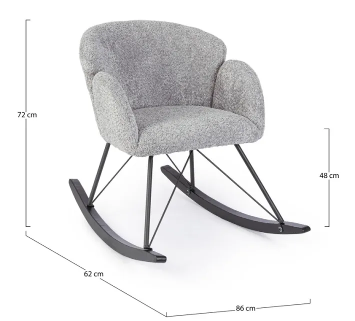 Bizzotto Poltrone E Chaise Longue>SEDIA A DONDOLO EFFETTO BOUCLE' GRIGIO CHIARO - SIBILLA