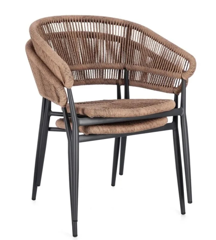 Bizzotto Sedie>SEDIA C-BR ALGAIDA ANTRACITE/NATURAL